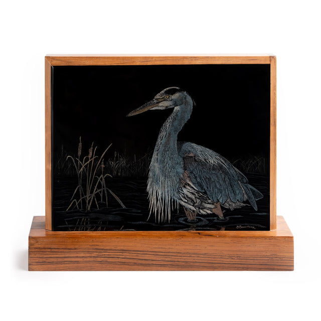 Great Blue Heron Scrimshaw