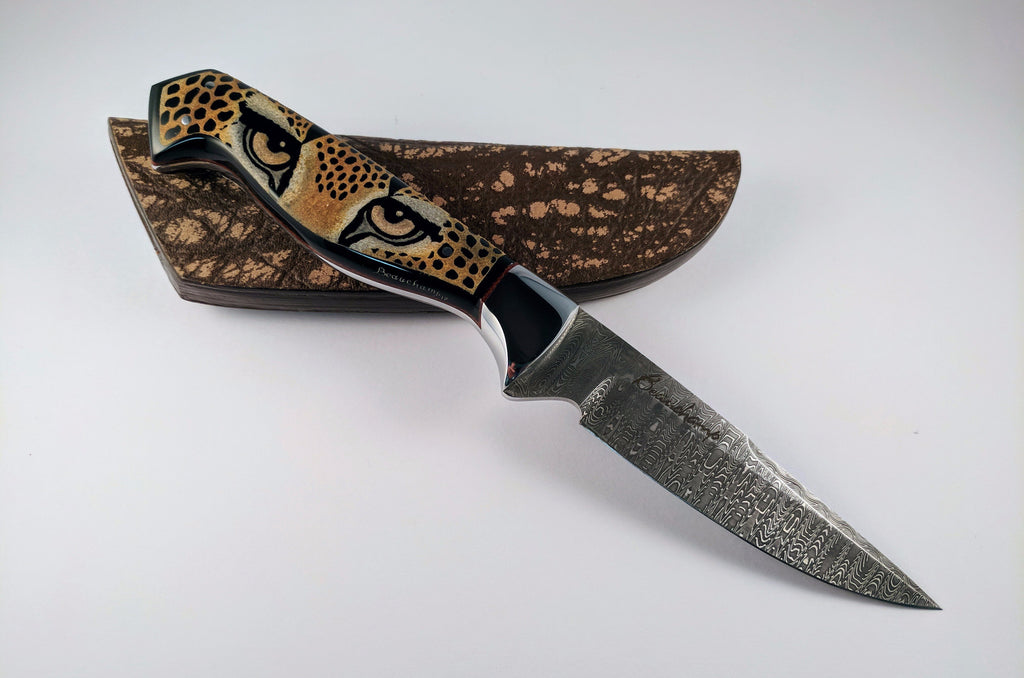 Leopard Eyes Damascus Knife